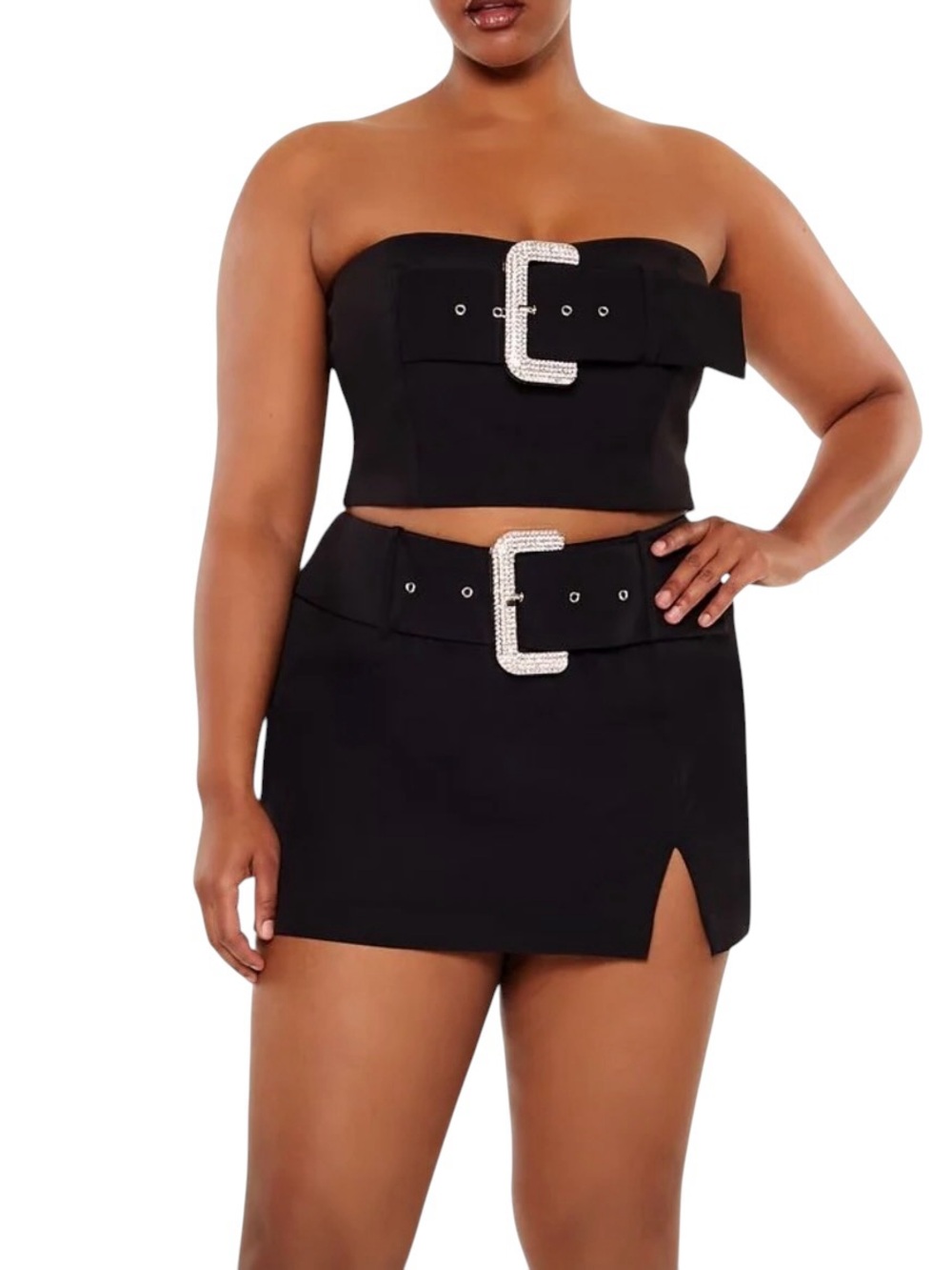 Rhinestone Buckle Tube Top